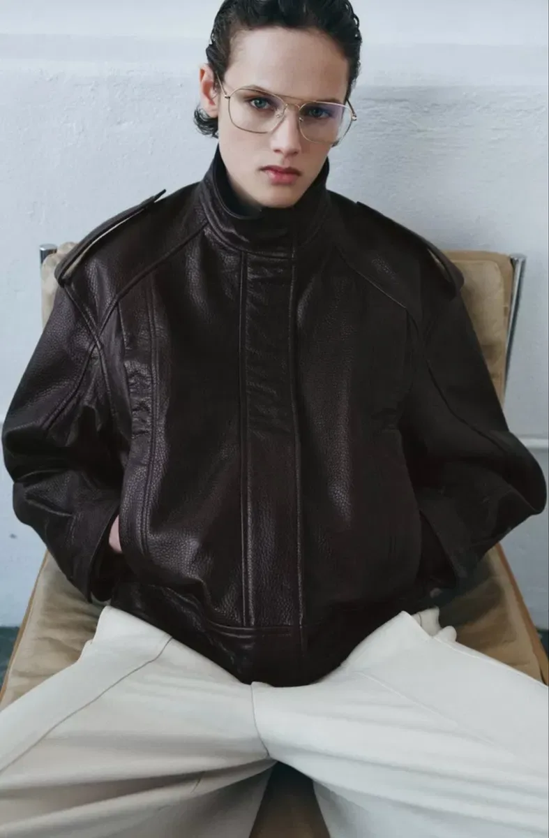 Шкіряна куртка Zara — фото 4