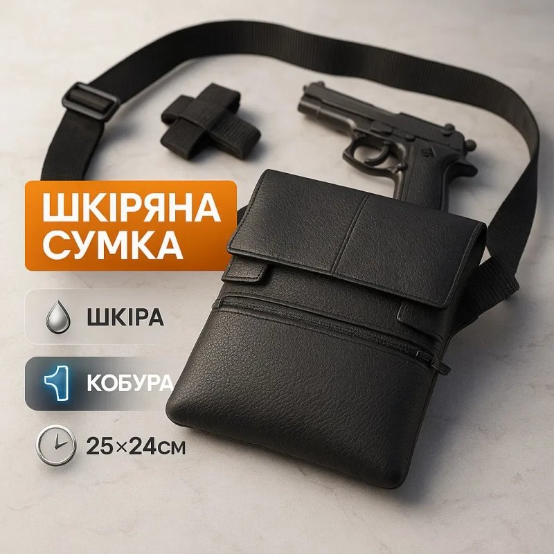 ШКІРЯНА тактична сумка з кобурою, чоловічий месенджер, барсетка — фото 3