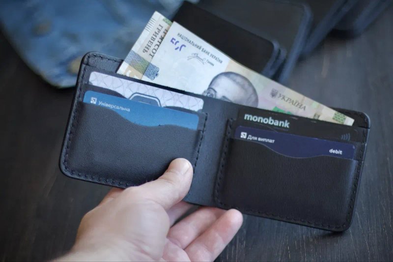 Шкіряний чоловічий гаманець біфолд ручної роботи / кошелек / мужской портмоне — фото 5