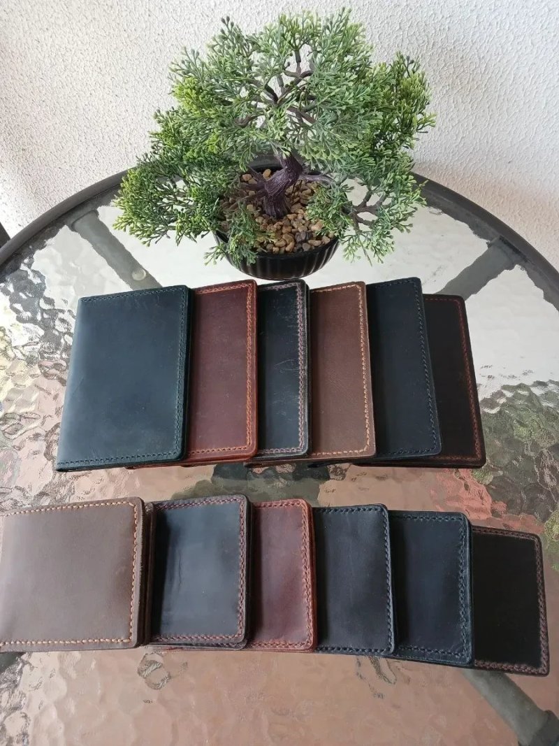 Шкіряний набір handmade: портмоне та гаманець | Натуральна шкіра — фото 3