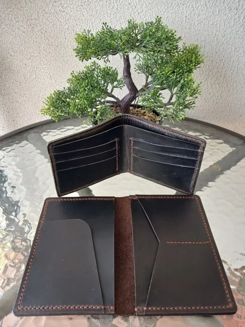Шкіряний набір handmade: портмоне та гаманець | Натуральна шкіра — фото 4