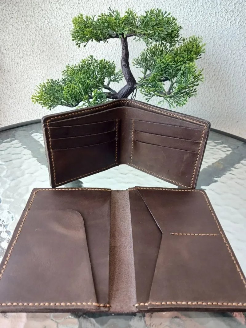 Шкіряний набір handmade: портмоне та гаманець | Натуральна шкіра — фото 5