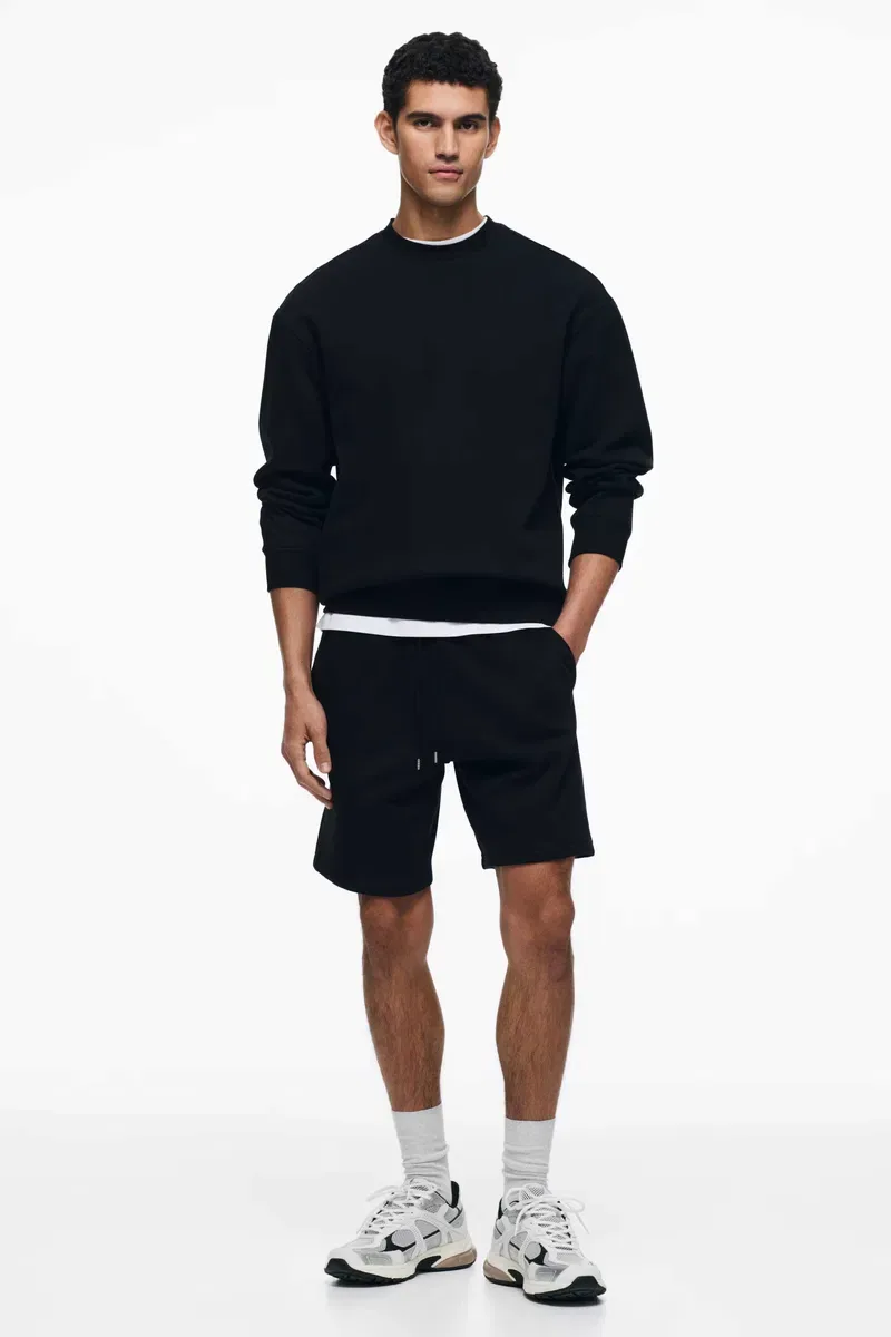 Шорти у чорному та сірому кольорі Regular Fit H&M Premium - Знижка — фото 7