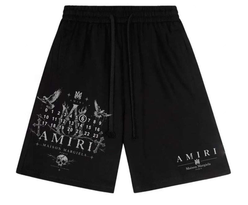 Шорты Maison Margela paris x Amiri Logo колоборация мейсон марждели и амири цвет черный Новинка — фото 2
