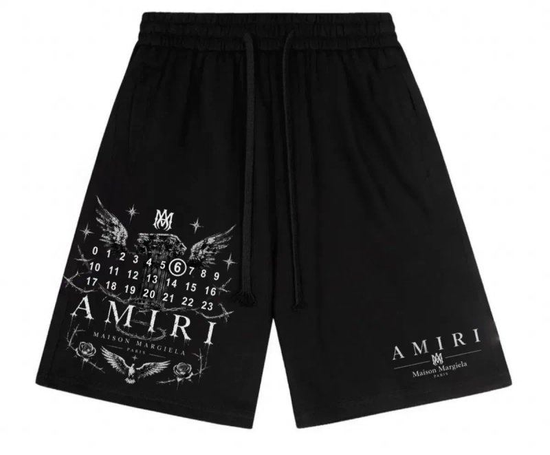 Шорты Maison Margela paris x Amiri Logo колоборация мейсон марждели и амири цвет черный Новинка — фото 5