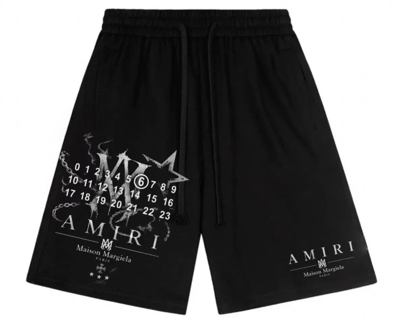 Шорты Maison Margela paris x Amiri Logo колоборация мейсон марждели и амири цвет черный Новинка — фото 6