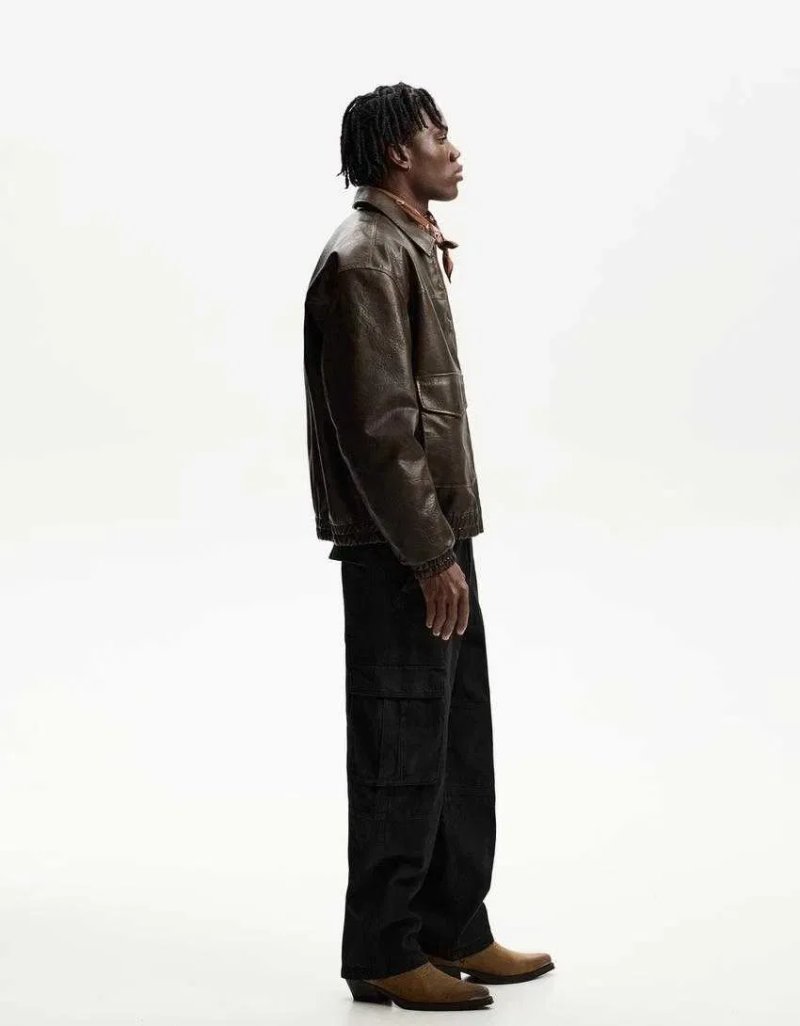 Штани карго BERSHKA Relaxed Fit Чоловічі Широкі Мішкуваті Чорні На Осінь Нові — фото 5