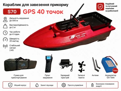 Швидкий карповий кораблик для рибалки з GPS S70-30