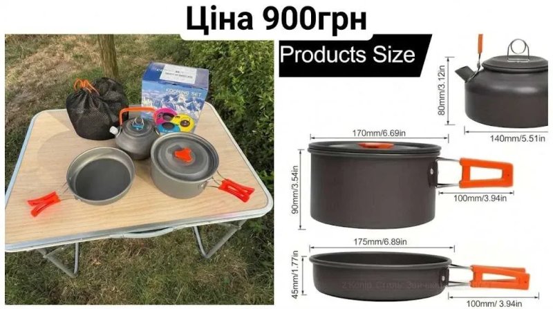 Система приготування їжі. Туристичний посуд, пальник газовий, посуд похідний. Блекаут. — фото 5