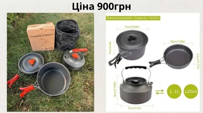 Система приготування їжі. Туристичний посуд, пальник газовий, посуд похідний. Блекаут. — фото 6