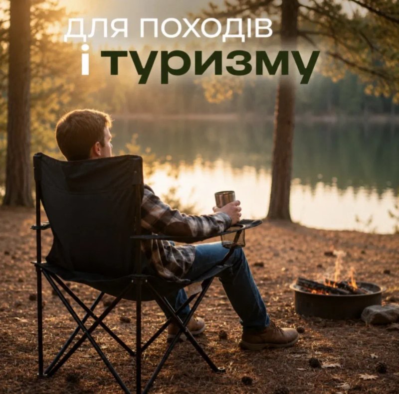 Складное-кресло "Паук" c подлокотником  и подстаканником, Стул туристический складной для рыбалки, кемпинга, отдыха на природе. Зелёный, чёрный,синий — фото 5