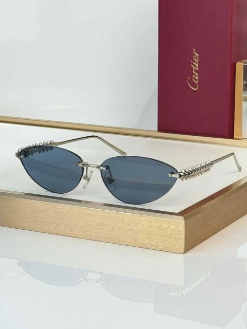 Сонцезахисні окуляри Cartier CT0543S фотохромні безободкові 55-15-140 лінзи синього кольору