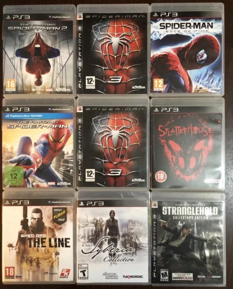 Sony PlayStation 3: Silent Hill Downpour, Homecoming Spider Man Edge of Time, Shattered Dimensions, Siren Blood Curse, Saboteur Red Alert 3 Sly Cooper