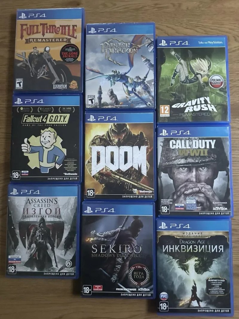 Sony PlayStation 4: Gravity Rush, Doom Fallout 4 GOTY Assassin’s Creed Изгой, Черный Флаг Sekiro Dragon Age Инквизиция Panzer Dragon Full Throttle — фото 3