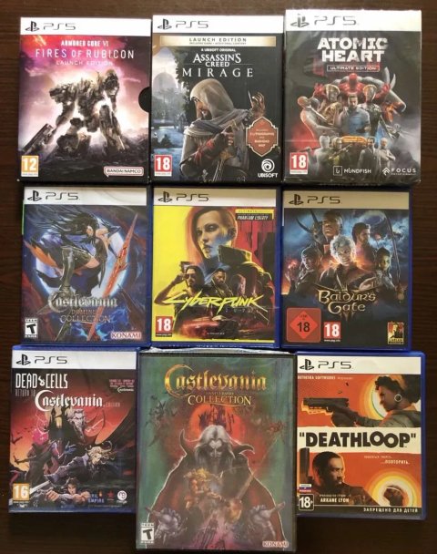 Sony PlayStation 5: Resident Evil, Mafia Silent Hill, UFC Tekken Stalker 2, Cyberpunk 2077 Ultimate Edition, Baldurs Gate 3, Doom Elden Ring, Hitman