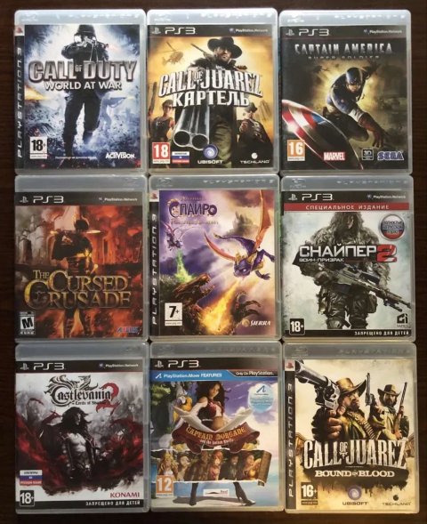 Sony PS3: Спайро Castlevania Captain America Call of Juarez Каратель, Снайпер Воин-Призрак, Crysis Call of Duty, Скрежет Металла Blur Okami Bayonetta