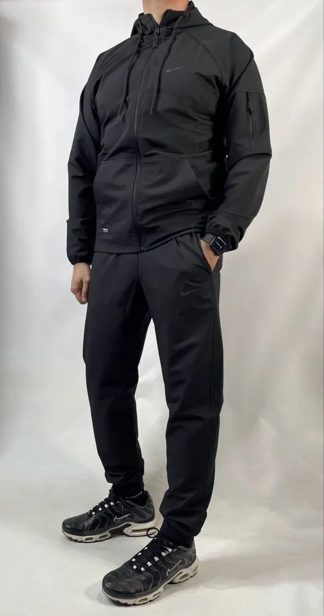 Спортивний костюм Nike чоловічий чорний | Тканина Double Drop | S-2XL — фото 5