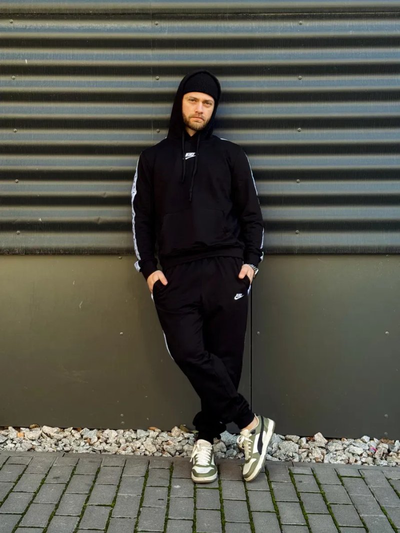 Спортивний костюм Nike на лампасах чорний/ чоловічий костюм найк тепли — фото 2