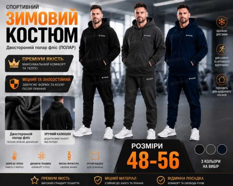 Спортивний костюм зимовий Полар-фліс 48-56