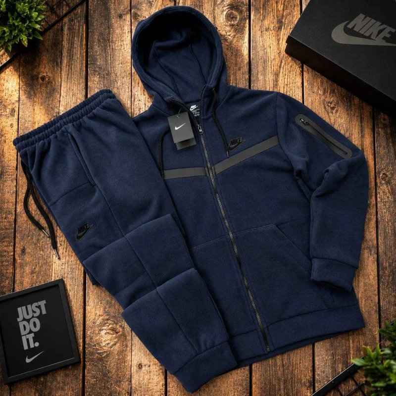 Спортивный костюм мужской теплый Nike Tech Polar Fleece зимний кофта на молнии штаны флисовый найк — фото 2
