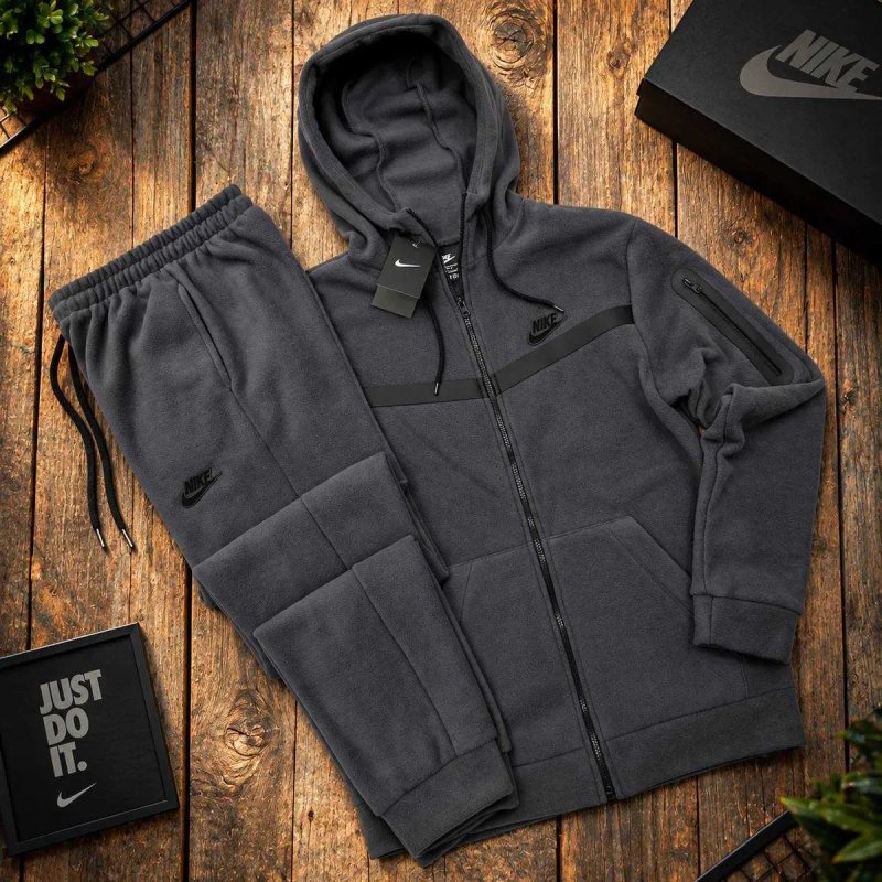 Спортивный костюм мужской теплый Nike Tech Polar Fleece зимний кофта на молнии штаны флисовый найк — фото 3