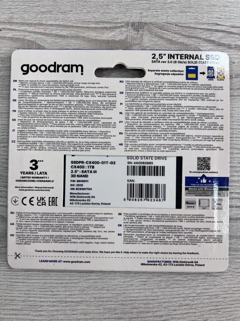 SSD Goodram CX400 Gen.2 1TB SATA III Новый 1000GB 2.5 SSD для ПК Ноутбука — фото 2
