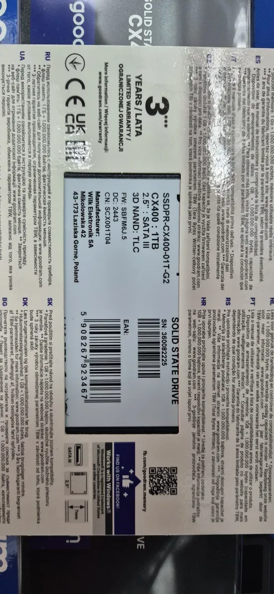 SSD накопитель 1 ТB GOODRAM CX400 Gen.2 (SSDPR-CX400-01T-G2) — фото 3