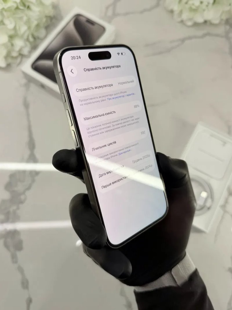 Стан Нового iPhone 15 Pro 128GB 89%АКБ Natural Titanium (Магазин Гарантія) — фото 4