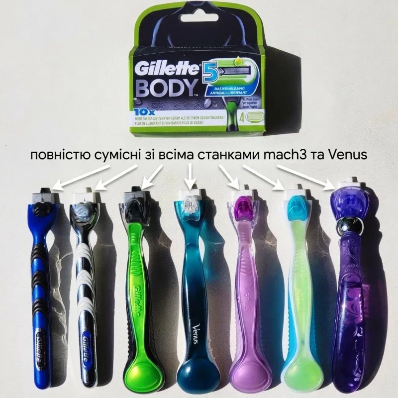 Станок бритва Gillette BODY | Касети для тіла 4 шт (сумісні з Mach3 / Venus). Кассеты для бритья тела — фото 8