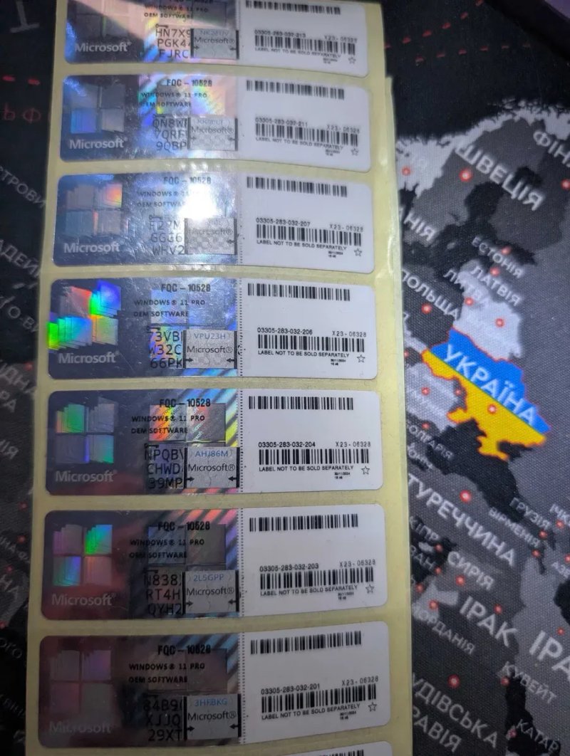 Sticker Windows 11 PRO OEM Стикер / Стікер Віндовс 11 Про ОЕМ Ліцензія FQC-10557 фізичний Ключ Виндовс 11 Про ключ, стікер наліпка Активация — фото 2