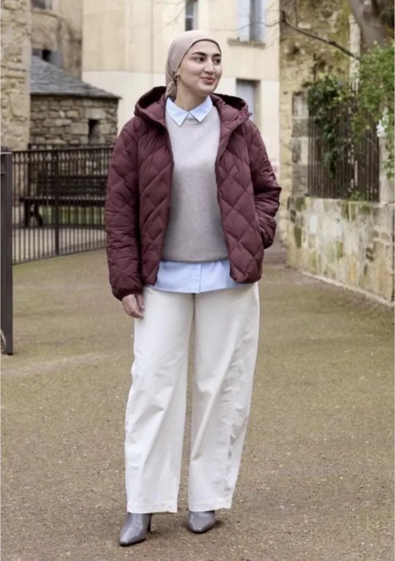 Стильна стьобана куртка uniqlo pufftech puffertech parka (колір wine) — фото 2