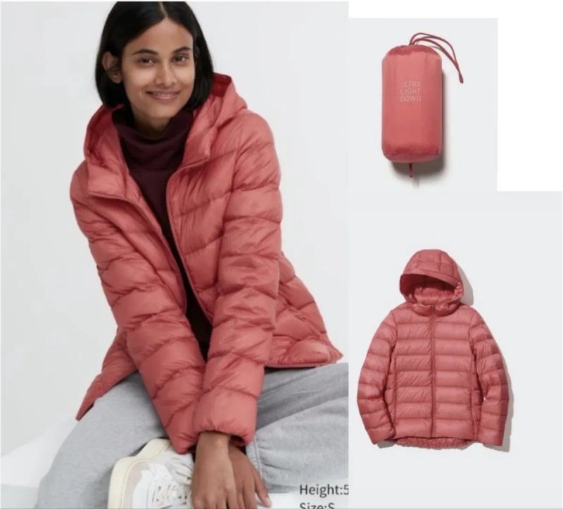 Стильна стьобана куртка uniqlo pufftech puffertech parka (колір wine) — фото 7