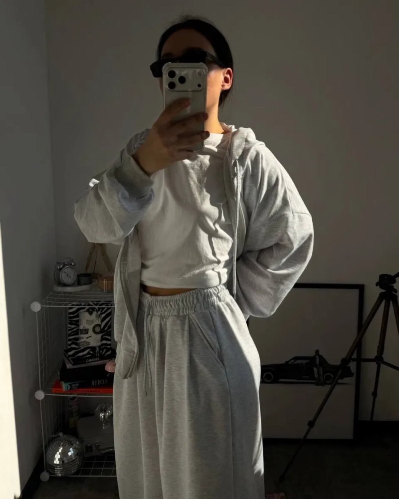 Стильний спортивний костюм oversize/зіп худі на змійці + штани/оверсайз костюм сірий — фото 2