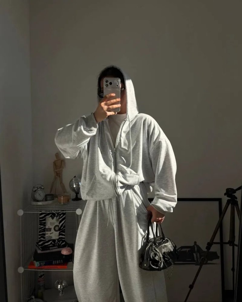 Стильний спортивний костюм oversize/зіп худі на змійці + штани/оверсайз костюм сірий — фото 3