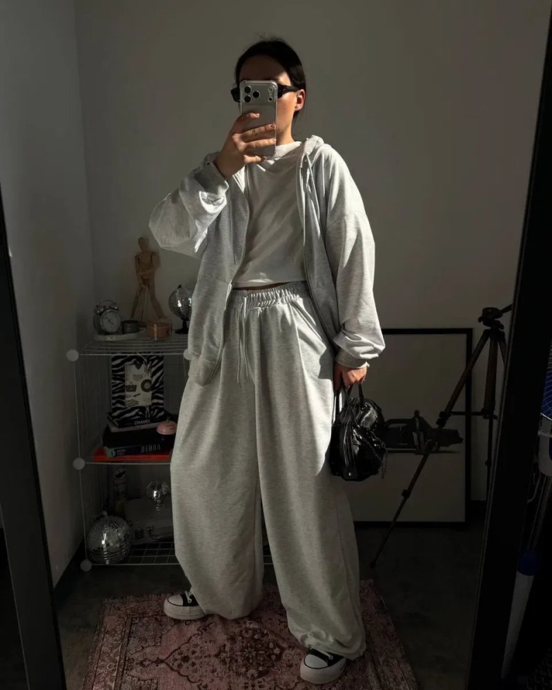 Стильний спортивний костюм oversize/зіп худі на змійці + штани/оверсайз костюм сірий — фото 4