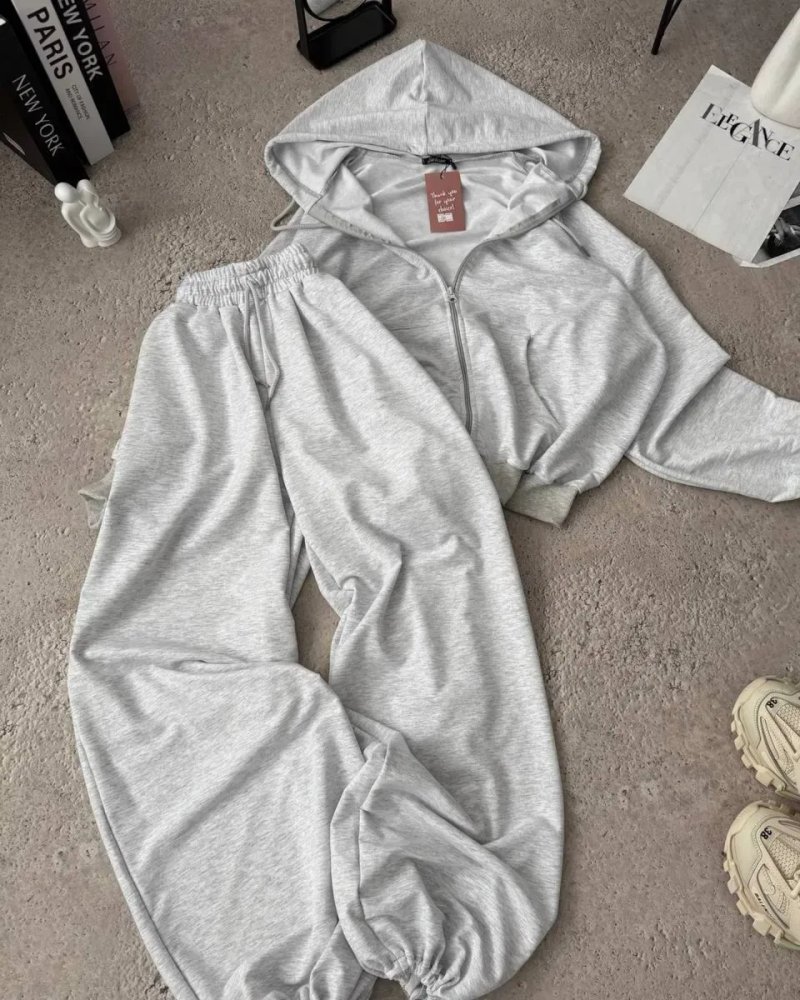 Стильний спортивний костюм oversize/зіп худі на змійці + штани/оверсайз костюм сірий — фото 7