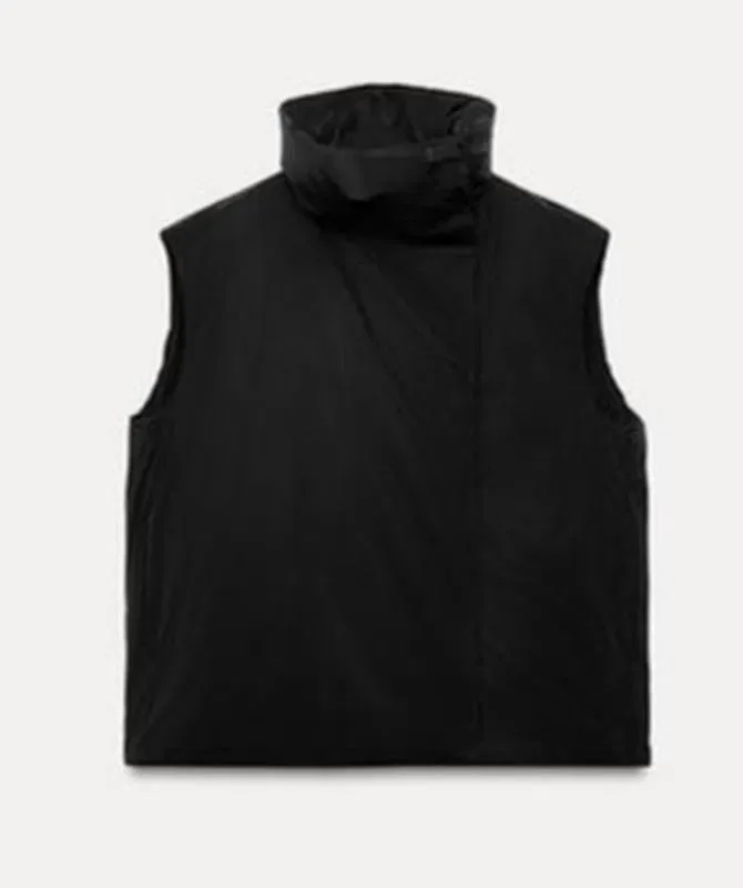 Стьобаний жилет zara  чорного кольору — фото 8