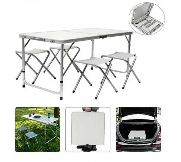 Стол для пикника раскладной с 4 стульями Folding Table белый, есть опт — фото 2