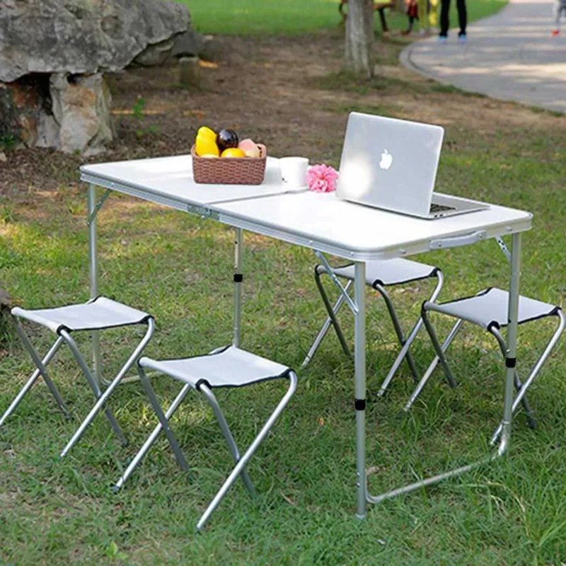 Стол для пикника раскладной с 4 стульями Folding Table белый, есть опт — фото 3