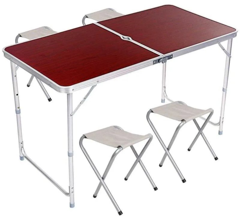 Стол для пикника раскладной с 4 стульями Folding Table коричневый — фото 2
