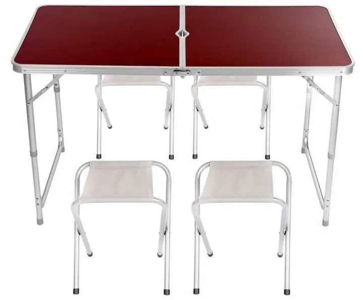 Стол для пикника раскладной с 4 стульями Folding Table коричневый — фото 3