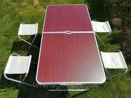 Стол для пикника раскладной с 4 стульями Folding Table коричневый — фото 4