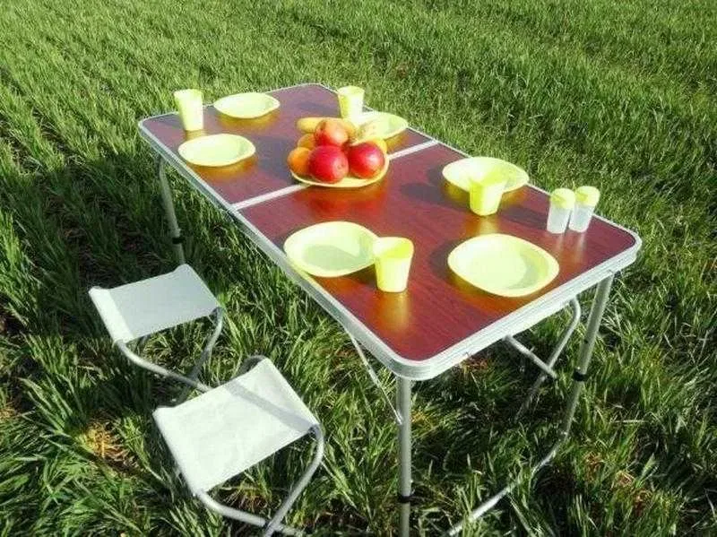 Стол для пикника раскладной с 4 стульями Folding Table коричневый — фото 5