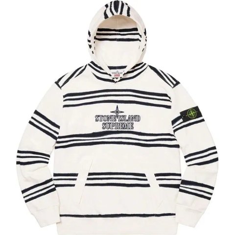 Stone Island x Supreme Hoodie White — размер S