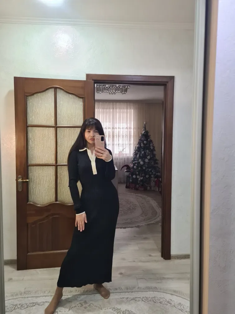 Сукня поло з довгим рукавом,весняна Polo,вязана,максі,весна,міді вязка — фото 3