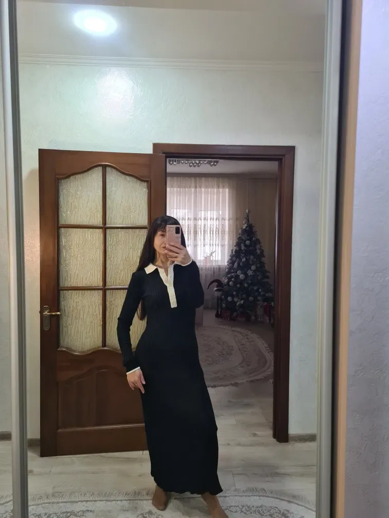 Сукня поло з довгим рукавом,весняна Polo,вязана,максі,весна,міді вязка — фото 5