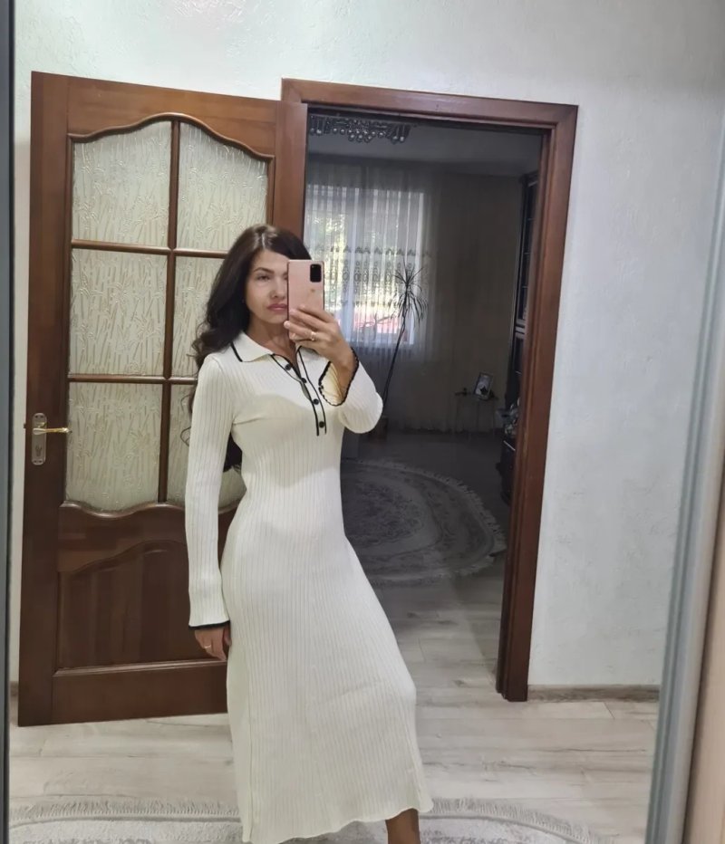 Сукня поло з довгим рукавом,весняна Polo,вязана,максі,весна,міді вязка — фото 7