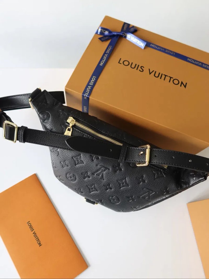 Сумка бананка чоловіча жіноча чорна Louis Vuitton bumbag black натуральна шкіра шкіряна мужская женская кожаная черная сумочка на пояс  луи витон LV — фото 8
