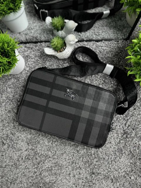 Сумка Burberry мужская черная спортивная сумка Барбери через плечо кожаная барсетка Барбери | Сумка чоловіча шкіряна Burberry через плече чорна