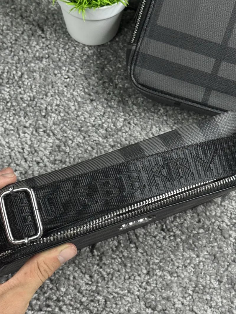 Сумка Burberry мужская черная спортивная сумка Барбери через плечо кожаная барсетка Барбери | Сумка чоловіча шкіряна Burberry через плече чорна — фото 5